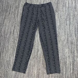 Cato Womens Small Geometric Print Pull On Pants Black White Elastic Waist Stretc